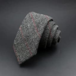 Classic Brown Grey Plaid Striped Wool Necktie Narrow Collar Slim Cashmere Tie For Man Suit Party Casual Accessory Cravat Gift