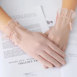 Sexy Summer Women UV Sunscreen Short Sun Screen Pearl Flowers Gloves Thin Ice Silk Lace Touch Screen Viscose Driving Gloves J53