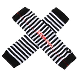 1 Pair Striped Soft Mitten Knitted Elbow Gloves Long Glove Fingerless Cotton Classic Wristband Arm Cover Sleeve For Women Girls