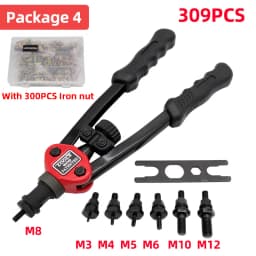 HIFESON Hand Threaded Rivet Nut Gun 70/95/300PCS Iron Nut Insert Manual Riveter Kit Riveting Tool for M3 M4 M5 M6 M8 M10 M12