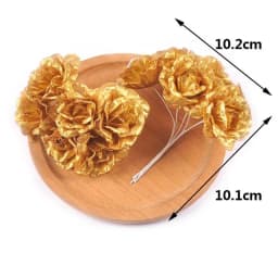 2 Bouquet Mini Golden/Silver Artificial Plant Flowers Christmas Wedding Cake Gift Box DIY Wreath Deco Supplies cp3091