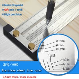 Multifunction Copper Cap Scale Ruler T-type Hole Ruler High-precision Carpenter Scribing Mark Line DIY Carpenter Measuring Tool