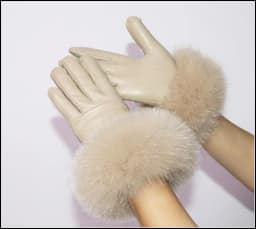 High-end Women's Colored Fox Fur Gloves Touch Screen Natural Leather Sheepskin Cycling Driving Winter Warm Plush Thick Mink Fur