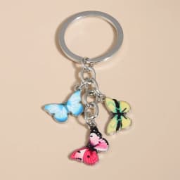 Cute Keychain Colorful Butterfly Key Ring Enamel Flying Animals Key Chains For Women Girls Handbag Accessorie Handmade Jewelry