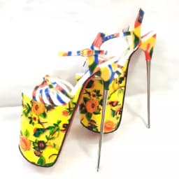 Summer 19cm Metal Thin High Heels Sandals Female Platform Women's Shoes Narrow Band Steel Pipe Dance Buckle SM Stripper Pumps