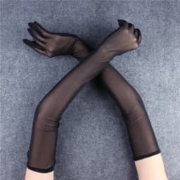Summer Women UV Sunscreen Elasticity Mesh Driving Sun Glove Sexy Long Lace Fun Flirt Black Silk Thin Arm Sleeve Mitten H98