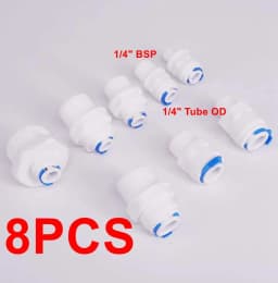 Fit Tube OD 1/4" 3/8" -1/8" 1/4" 3/8" 1/2" 3/4" BSP Male RO Water Connector Fitting Aquarium Reverse Osmosis Drinking Dispenser