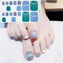 22Tips/Sheet Nail Sticker Adhesive Toenail Art Polish Tips French Glitter Sequins Nail Wraps Strips Easy Toenail Sticker