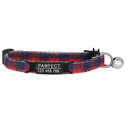 Plaid Cat Collar Personalized ID Small Dog Collars Safety Buckle Free Engraving Adjustable with Bell for Puppy Kittens Necklace