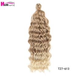 18-24 Inch Ocean Wave Crochet Braid Hair Hawaii Afro Curls Natural Synthetic Braiding Hair Extensions Pink 613 Hair Expo City