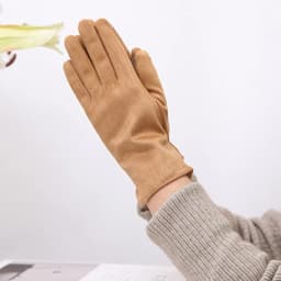Women's Winter Plus Velvet Thicken Warm Touch Screen Gloves Elegant Pearl Suede Windproof Full Finger Cycling Driving Gloves K43