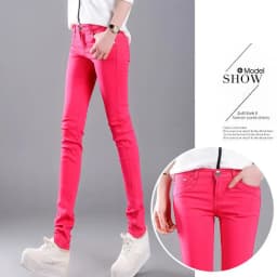 Women Color Pants Super Comfy Stretch Pull-On Classic Skinny Pants Ease Into Comfort Stretch Slim Pencil Trousers with Pocket