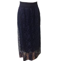 2019 Women Double Lace Layer Chiffon Pleated Long Maxi Skirt Elastic Waist Floral Ankle-Length long skirt streetwear PZ1585