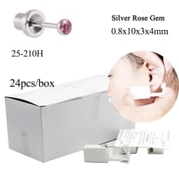 24PCS/Box Disposable Safety Kids Ear Piercing Device Bezel Crystal Studs Bullet Buckle No Sharp Body Piercing Jewelry Suit Baby