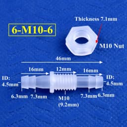 5~200Pcs M6~M10 Thread Hex Nut To 3~8mm PP Pagoda Direct Connectors Aquarium Tank Air Pump Adapter Irrigation System Hose Joints