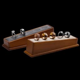 Oirlv 5 Grids Solid Wooden Ring Display Stand with Microfiber Jewelry Organizer Rack for Women and Men