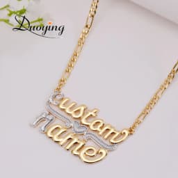 DUOYING Custom Double Gold plated Nameplate Two color Tone Necklace Personalized Double Names Choker For Valentine's Day Gift