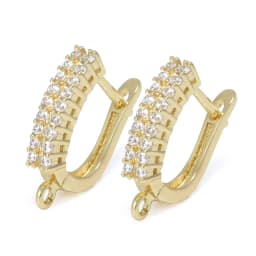 New DIY Earrings Clasps Hooks for Woman Handmade Jewelry Making Accessories Gold Color Brass Zircon Earrings Hook
