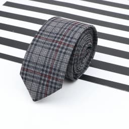 Men's Business Diamond Check Tie Artificial Wool Cotton Dark Color Tie Striped Black Grey Necktie For Daily Accessory Paty Gift