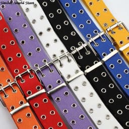 Harajuku Wide Belt Canvas Web Double Grommet Hole Buckle Belt Female Male Hot Waist Strap Belts for Women Men Jeans