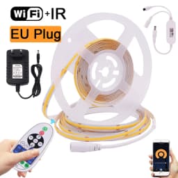 12V Wifi LED COB Strip Light Dimmable Power Kit US EU UK Remote Control 320LED 528LED 384LED Linear Lighting Flexible Led Tape