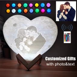 Customized Heart Shape Moon Lamp 3D print Personalized Photo Text Lunar USB Charging Night Lamp Custom gift