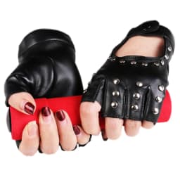 Women Rivet Stage Performance Nightclub Punk Leather Half Finger Gloves Pole Dance Personality Hip Hop Queen Wear-Resistant