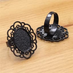 Fit 13*18mm 18*25mm Oval Cabochons Ring Blank Setting Bezel Base For DIY Making Accessories Pattern Glass 10pcs K06156