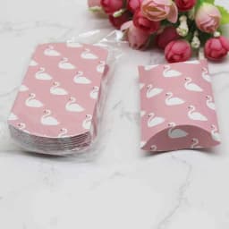 12/50pcs Beautiful Flower Pattern Pillow Shape Paper & Kraft Wedding Candy & Birthday Gift Storage Box Size 20X55X80mm