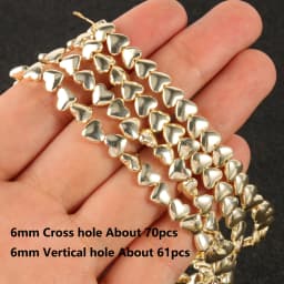 9K Gold Color Hematite Square Heart Round Shape Natural Beads Loose Stone Beads For Jewelry Making DIY Bracelet Necklace 15inch
