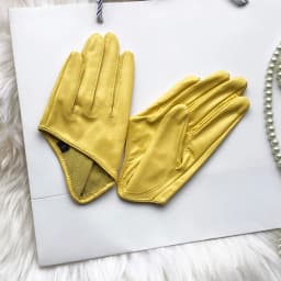 Sunscreen Gloves Women's Single Genuine Leather Half-palm Gloves Real Sheepskin Stage Show Driving gloves No Lining