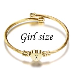 Lovely Kids Initial Bracelets Stainless Steel Tiny Letter Personalized Gift For Baby Gold Color Heart Custom Bangles Handmade Gi