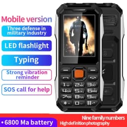 Slim Rugged Outdoor Phone Dual SIM Big Button Long Standby Blacklist Loud Speaker Two Flashlight SOS Dialing MP3 Video Player