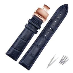 Genuine Leather Bracelet Dark Blue Color Watch Strap Butterfly Clasp Watchband Sized in 16mm 18mm 20mm 21 22mm 23mm Watch Band