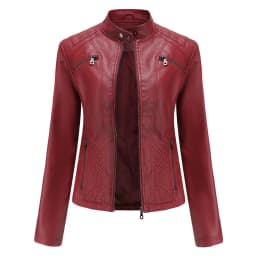 Spring New Casual Women Leather Jacket Stand Collar Slim Fit Short PU Leather Coat Solid Classic Female Outerwear