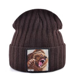 Embroidery Bear Knitted Beanies Hat Men Solid Color Autumn Winter Knitting Boy Skullies Caps Women Streetwear Kpop Gorras Bonnet