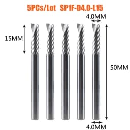 Dreanique 5pc/lot Single Flute Spiral End Mill CNC 3D Advertisement Engraving 1 Flute Bit for wood Acrylic Aluminum Plastics Cut