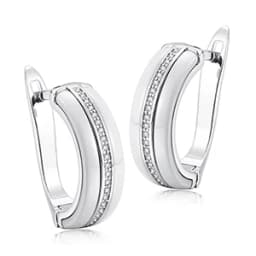 Fashion Ceramic Wedding Earring U Shape Clip Up Cubic Zirconia For Women Ear Jewlery Black White Pink Health Ceramic Zirconia