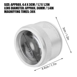 30X 36mm Mini Pocket Magnifier Handheld Magnifying Glass Lens Loupe Jewelry Identification Jewelry Part Repair Tool for Jeweler
