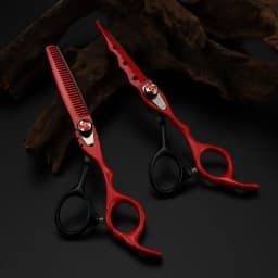 Professional Japan steel 6 '' 7 colors Flame gem hair scissors set cutting barber haircut thinning shears hairdressing scissors