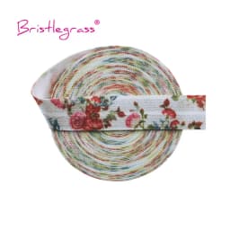 BRISTLEGRASS 2 Yard 5/8" 15mm Fox Dog Cat Rose Flower Floral Print FOE Fold Over Elastic Spandex Band Hair Tie Dress Sewing Trim