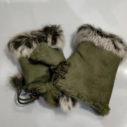 Female Rabbit Hair Wrist Gloves Fingerless Computer Typing Mittens Winter Women Suede Leather Warm Thick Cashmere Gloves G58