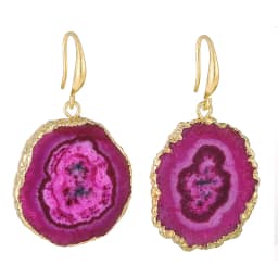 Irregular Druzy Quartz Stone Sunflower Drop EarRing for Women Dyed Color Reiki Healing Jewelry Purple