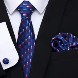 Hot Sale 7.5 cm Tie Pocket Squares Cufflink Set Necktie Pink Purple Hombre Printed Formal Clothing Accessories Fit Party