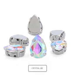 Drop Shape Glass Rhinestones With Claw White K Metal Base Buckle Sew On Crystal Stone Strass Diamond Rhinestones For Needlework