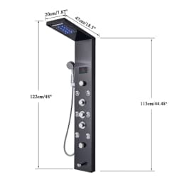 Luxury LED Shower Column Faucet Brushed Nickel SPA Massage Jet Shower Panel Tower Tap Digital Temperature Screen Bathroom Faucet