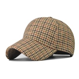FS Luxury Houndstooth Baseball Caps For Men Brand Women Brown Plaid Designer Hat High Quality Cotton Trucker Cap Casquette Homme