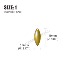 COUNTBASS 50pcs Gold Plated Steel Willow Spinner Blades 1-6 Size Range Smooth Finish DIY Spinner Bait Fishing Lures