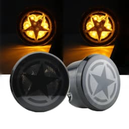 LED Turn Signal Lights for Jeep Wrangler JK & Unlimited 2007-2018 Star Front Grill Indicator Blinkers Parking Lights