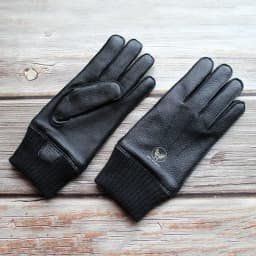 Motorcycle Riding Touch Screen Deerskin Gloves Men's Wool Lining Threaded Sleeves Winter Warm Car Driving Leather Finger Gloves
